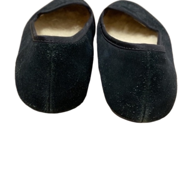 UGG AUSTRALIA Alloway 1001632 Black Suede Sheepskin Slippers Flats sz 5.5 - EUC - Picture 6 of 9